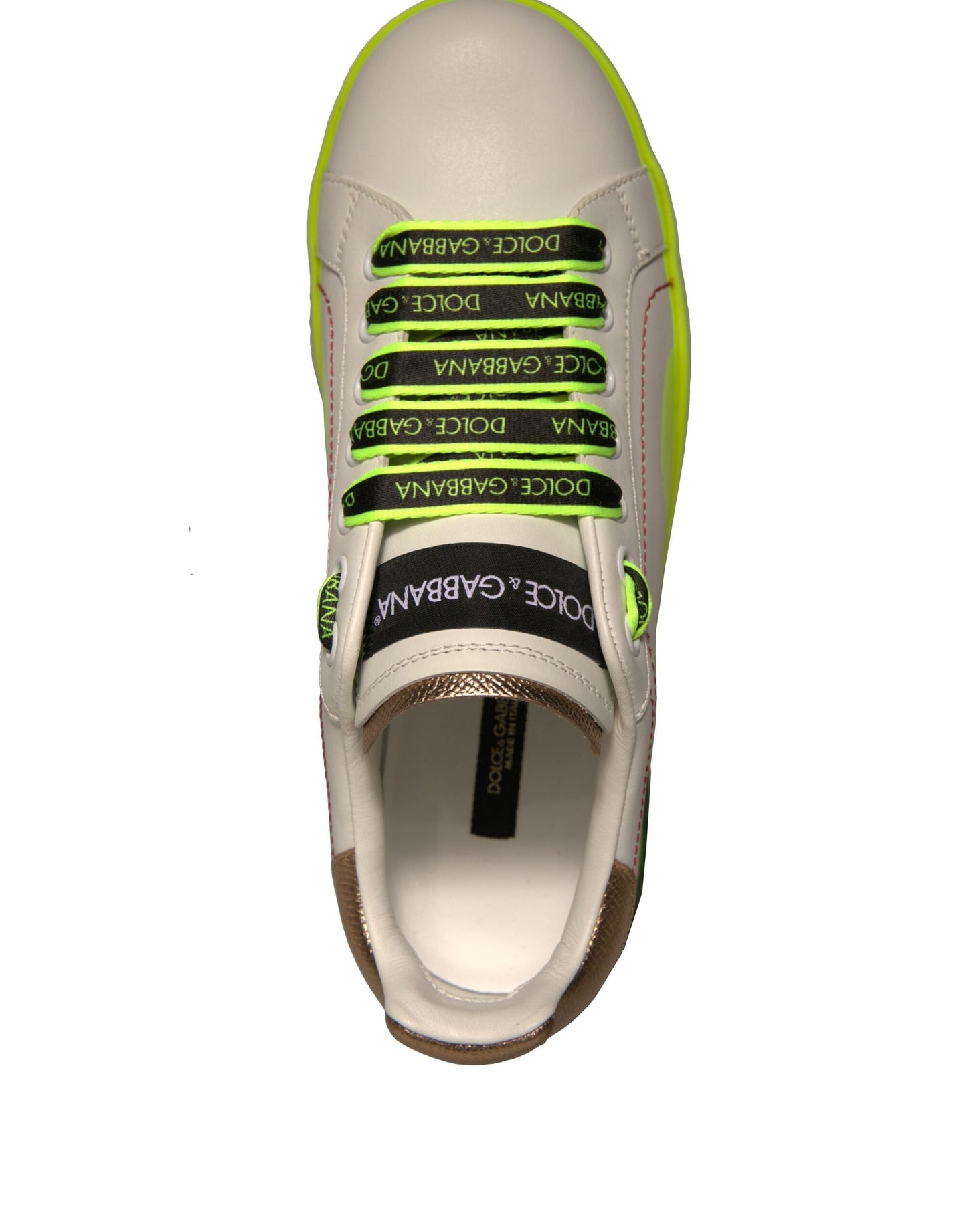 White Yellow Portofino Leather Sneakers Shoes