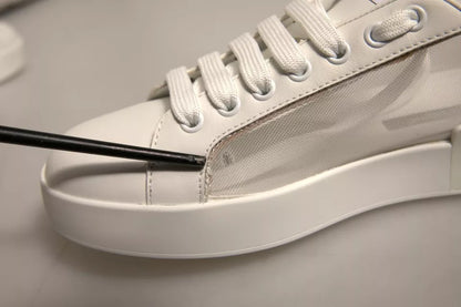 White Calf Leather Portofino Sneakers Shoes