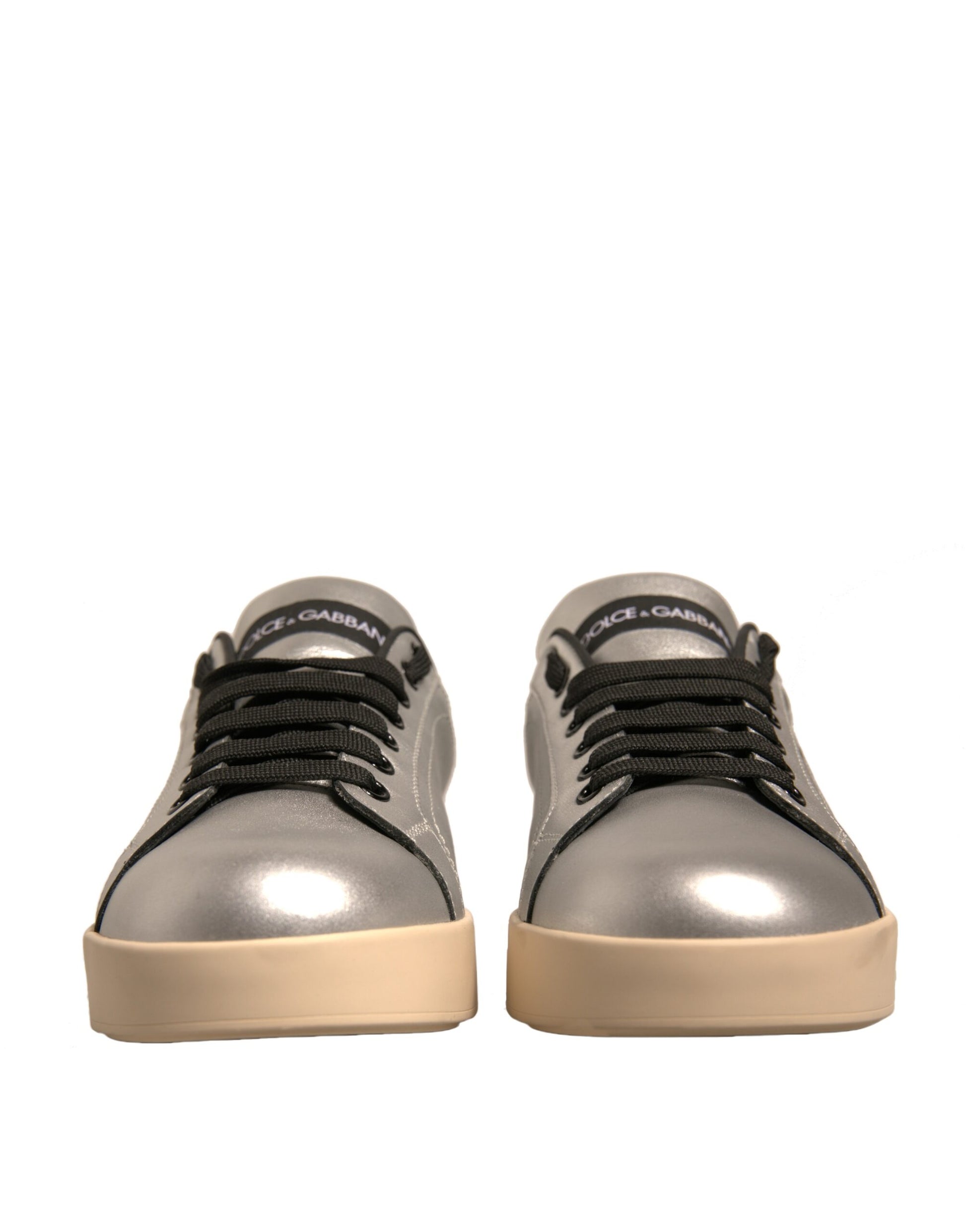 Silver Calf Leather Portofino Sneakers Shoes