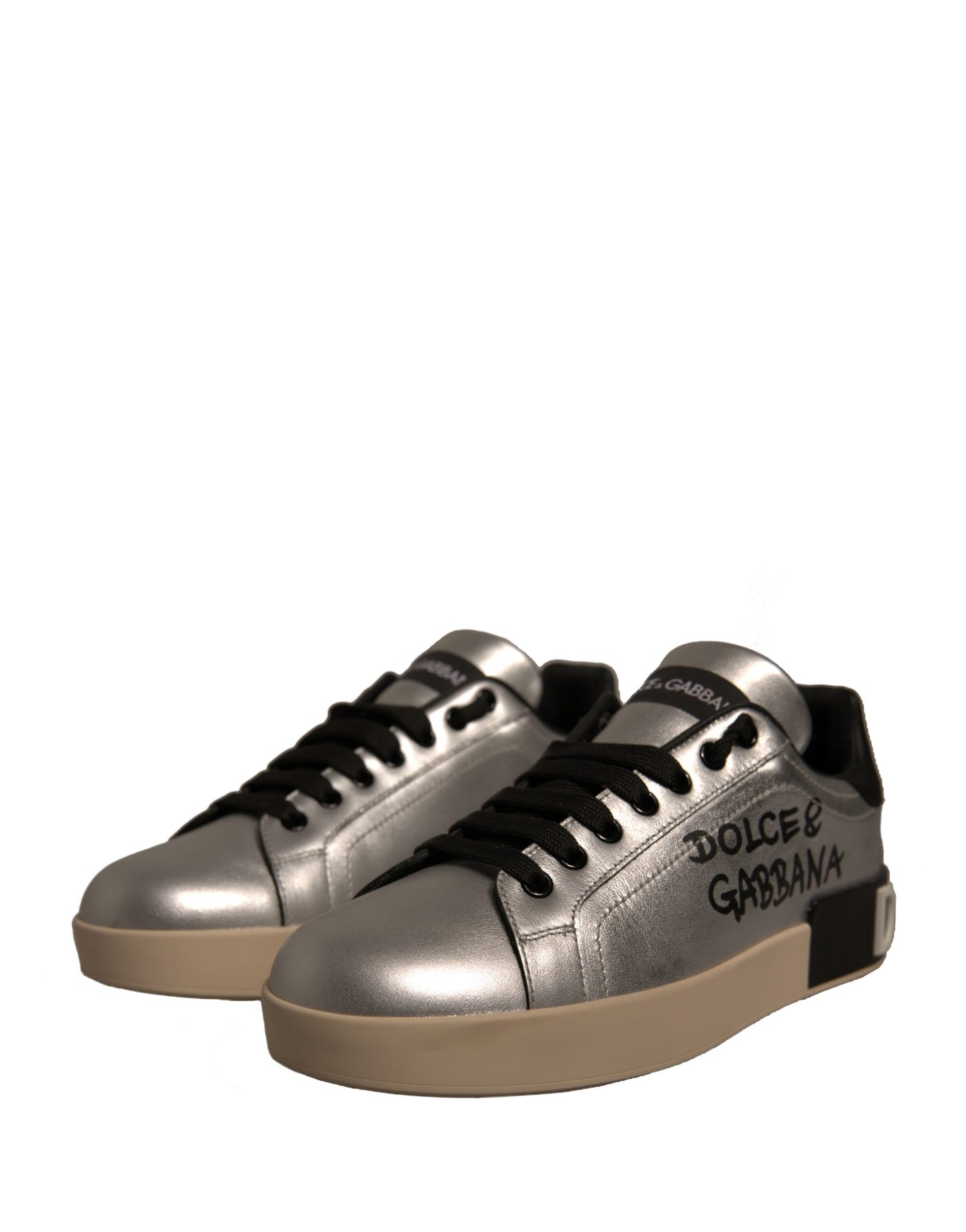 Silver Calf Leather Portofino Sneakers Shoes