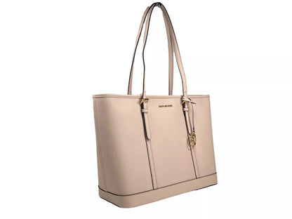 Large Zip Top Tote Carryall Bag Powder Blush Pink