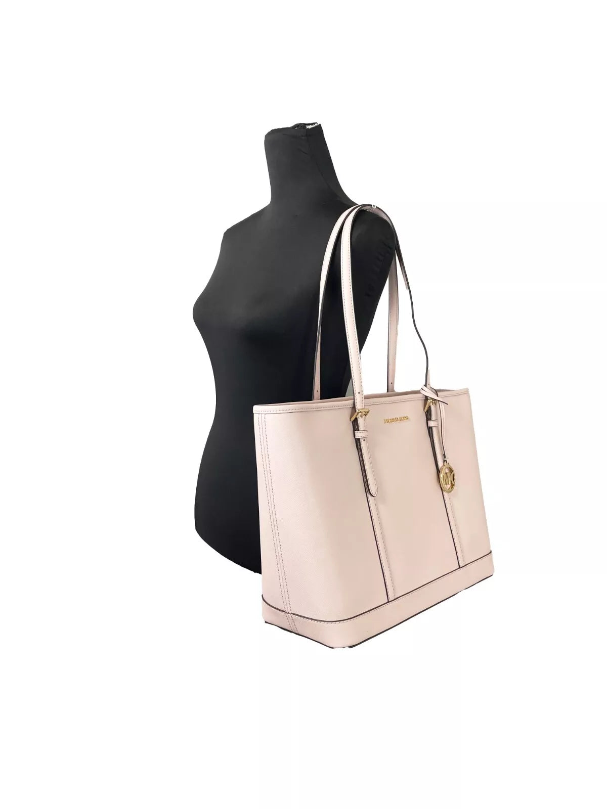 Large Zip Top Tote Carryall Bag Powder Blush Pink