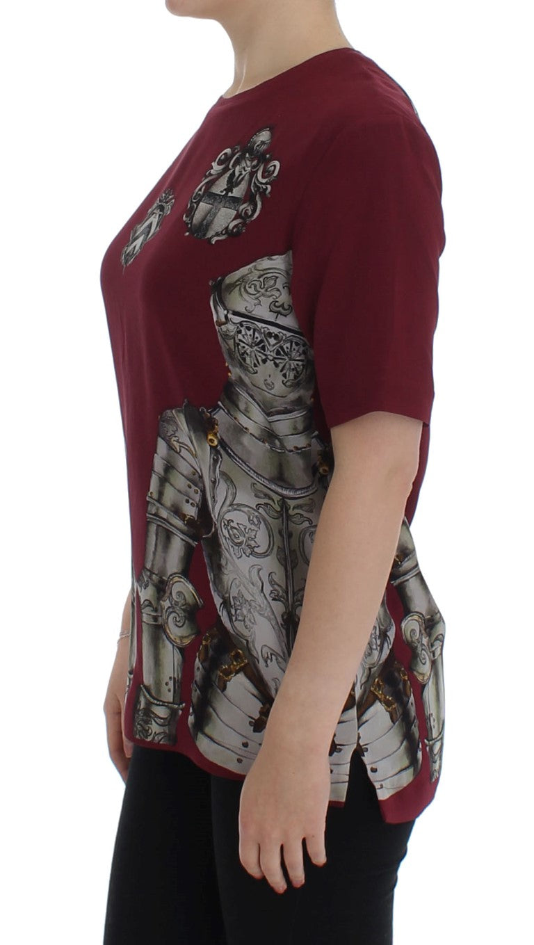 Enchanted Sicily Silk Blouse with Knight Print