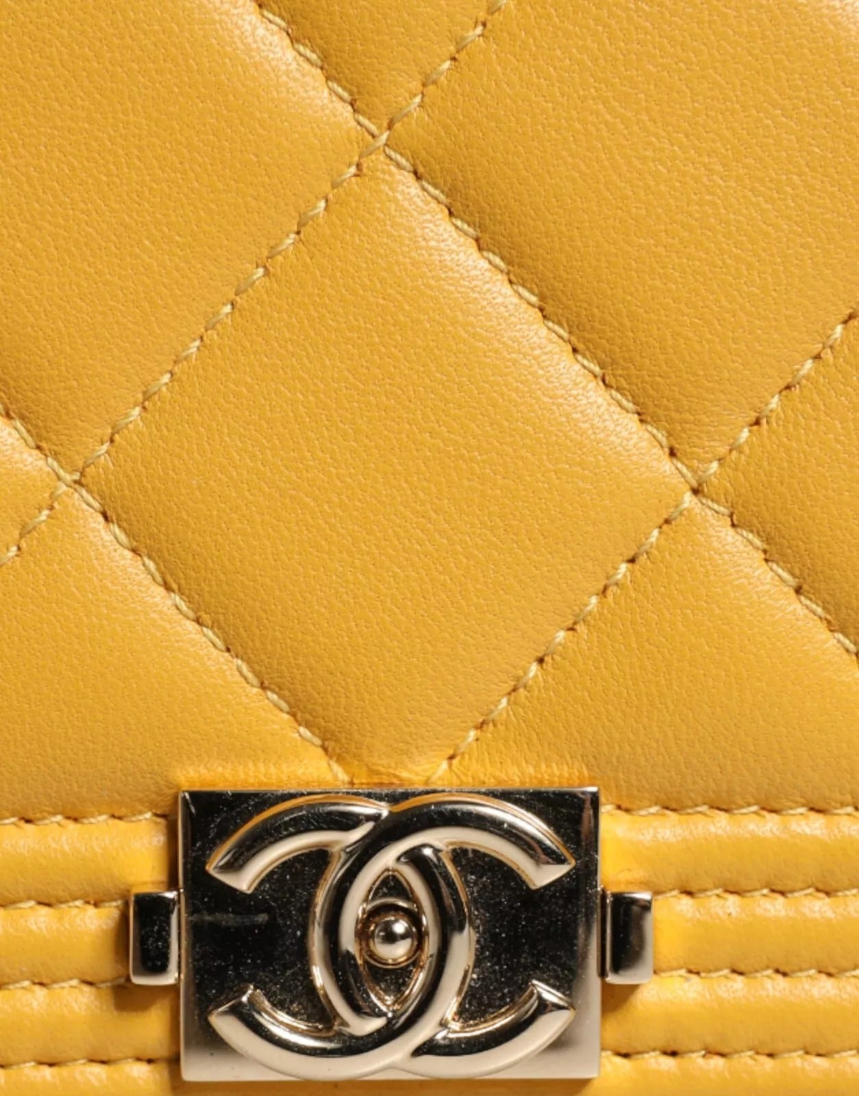 Yellow Quilted Leather CC Logo Continental Zip Wallet