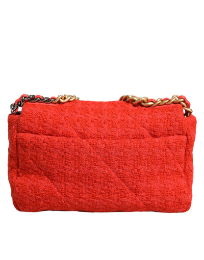 Red Tweed 2WAY Hand Chain Medium Shoulder Bag Purse