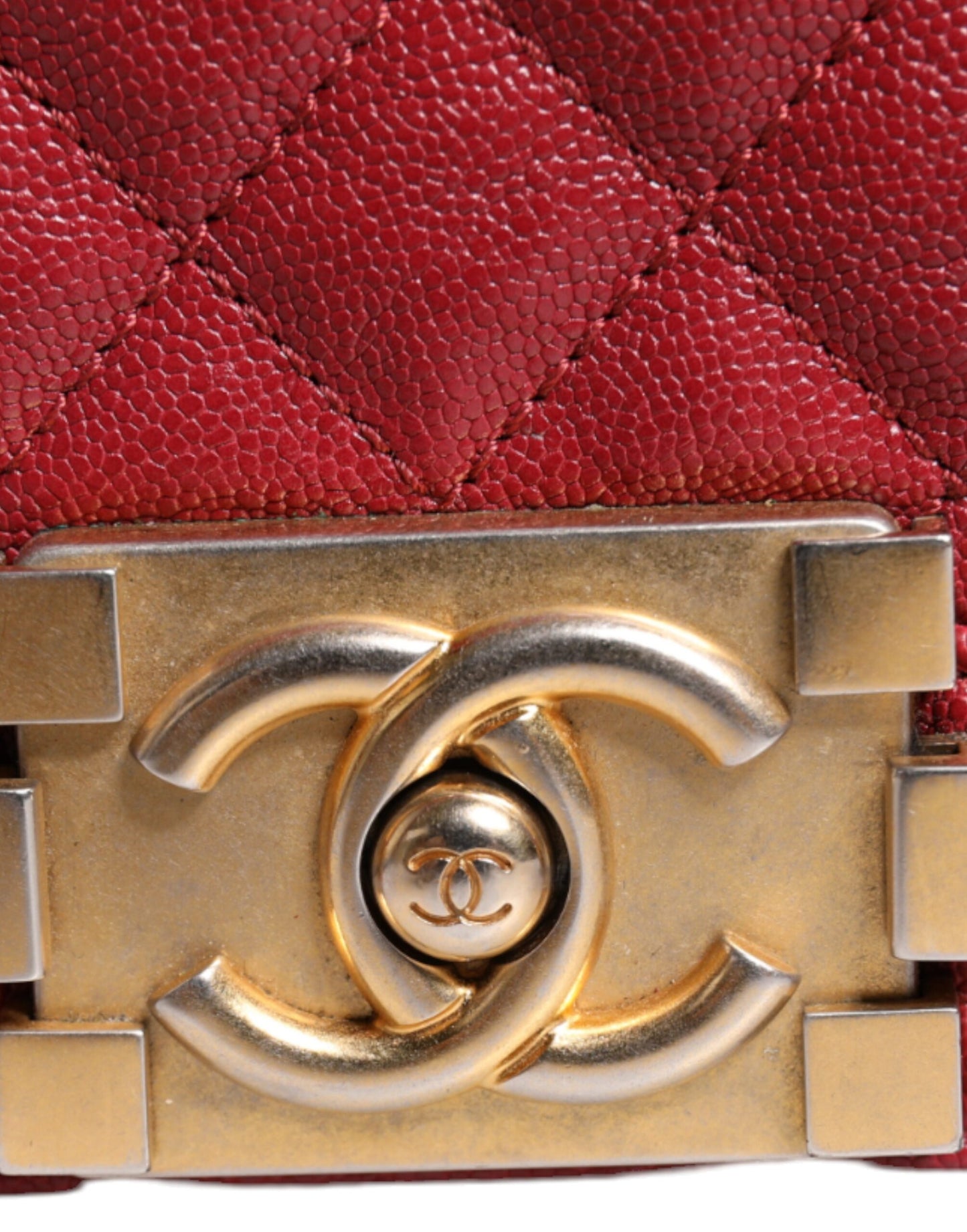 Red Leather Lambskin Double Gold Chain Medium Shoulder Bag