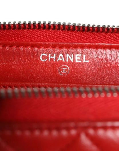 Red Quilted Leather Logo Continental Zip Box