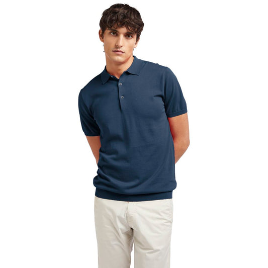 Blue Cotton Polo Shirt