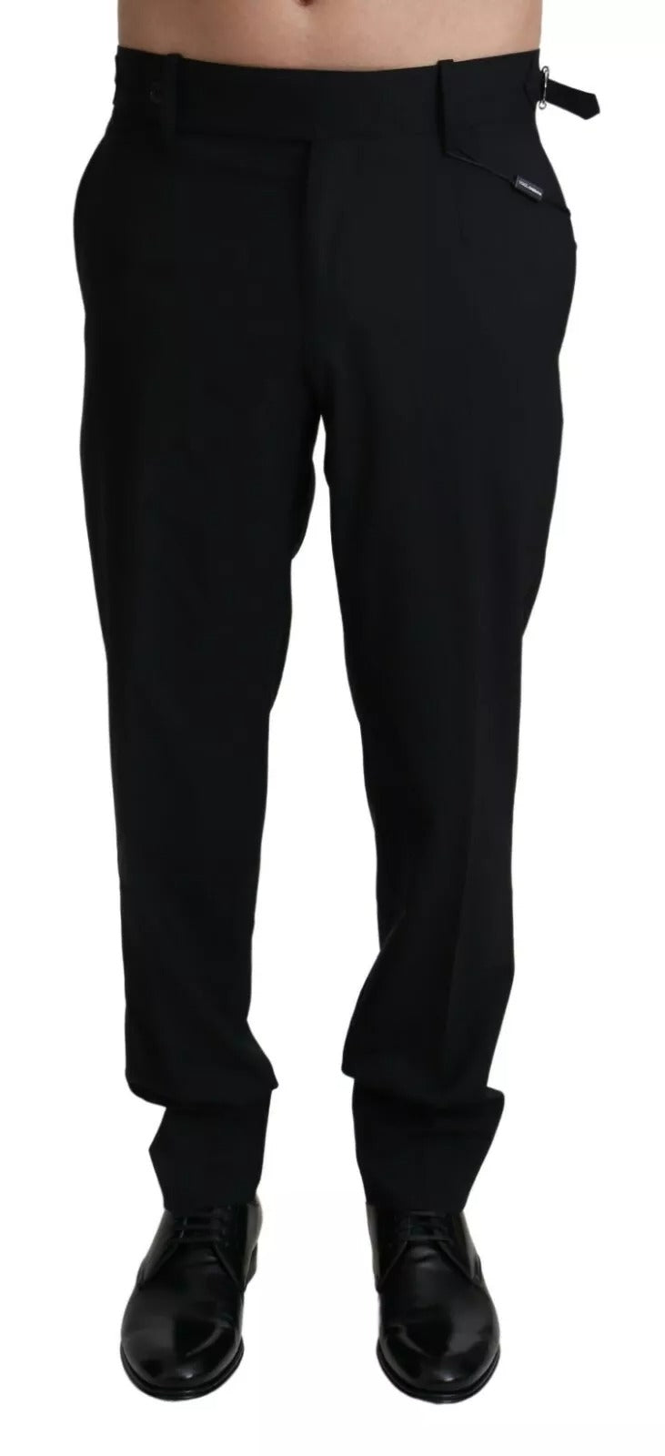 Black Wool Stretch Dress Trouser Pants