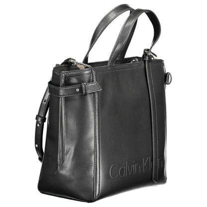 Black Polyester Women Handbag