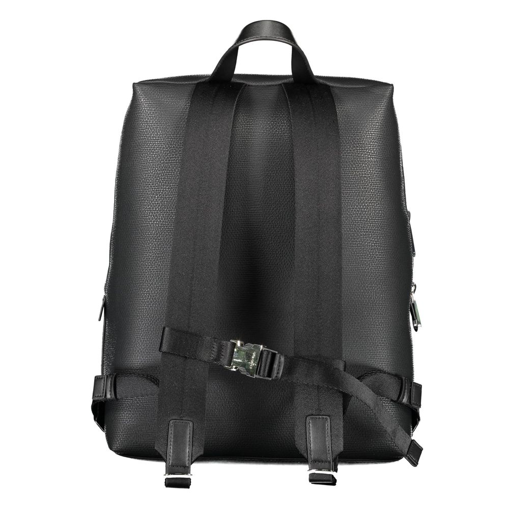 Black Polyester Men Backpack