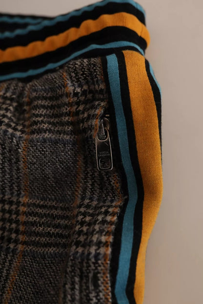 Multicolor Checkered Wool Men Jogger Pants