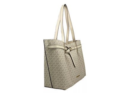 Emilia Large Signature PVC Tote Bag Purse Light Cream