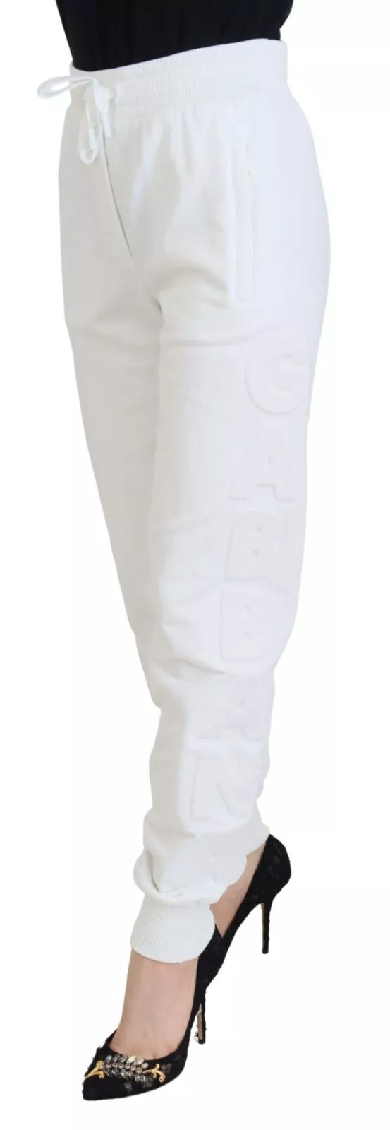 White Cotton Women Sweatpants Trouser Pants