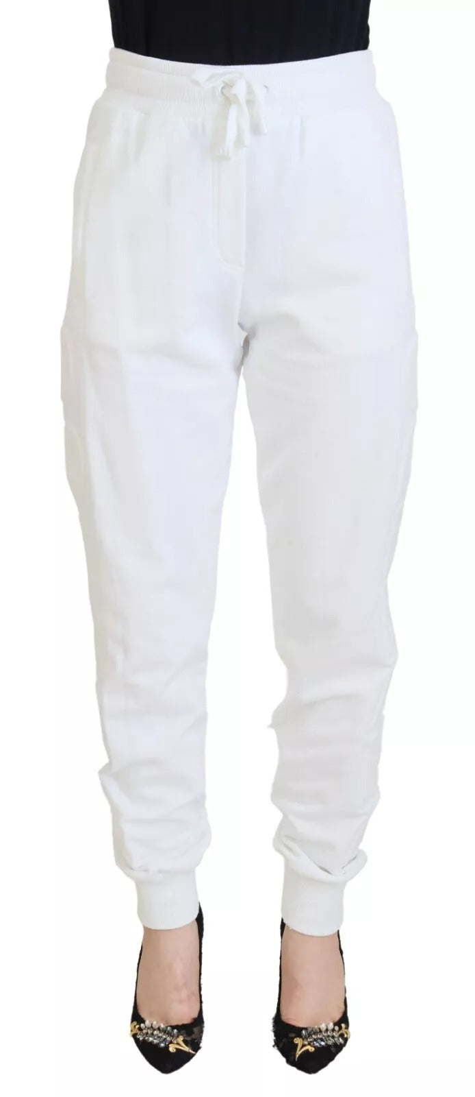 White Cotton Women Sweatpants Trouser Pants