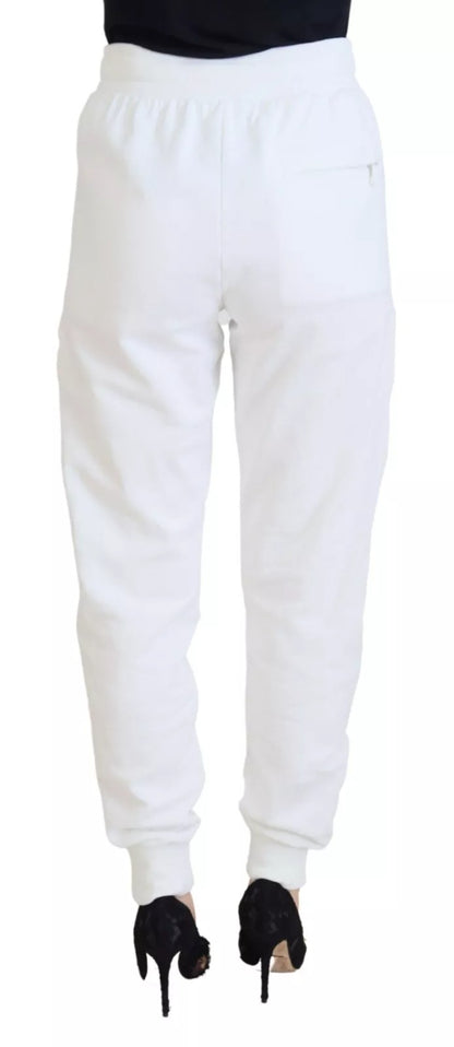 White Cotton Women Sweatpants Trouser Pants