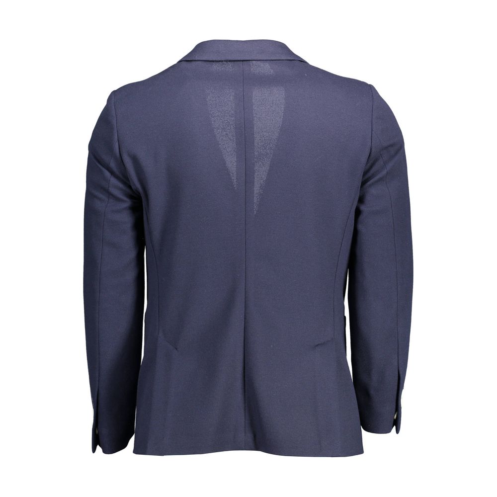 Blue Polyester Men Jacket