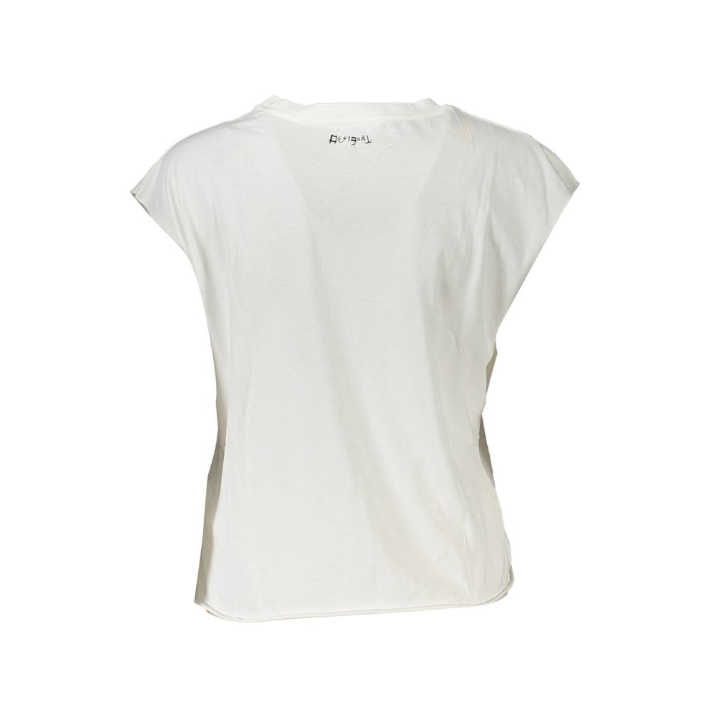 White Cotton Women T-Shirt