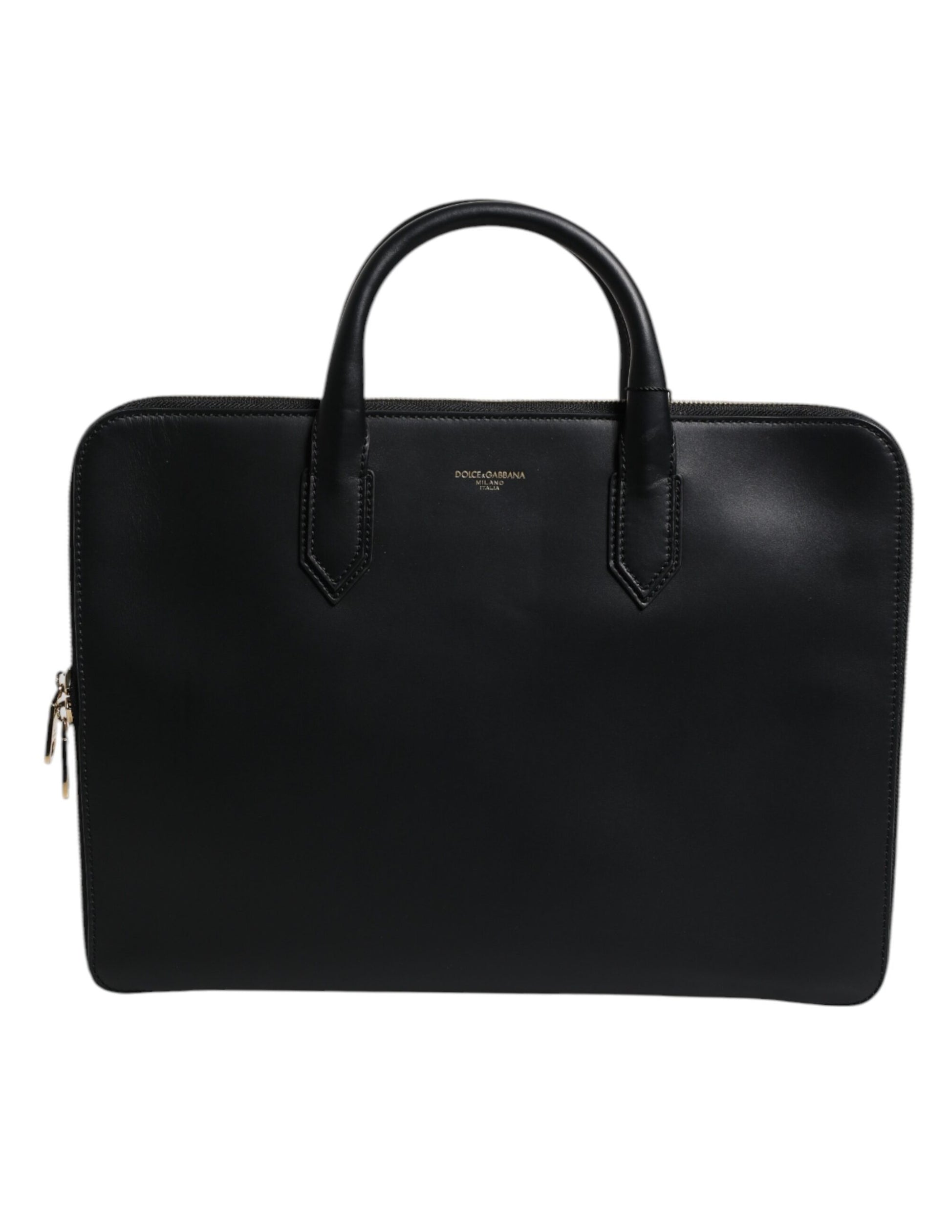 Black Calfskin Heat Pressed Logo Monreale Briefcase Bag