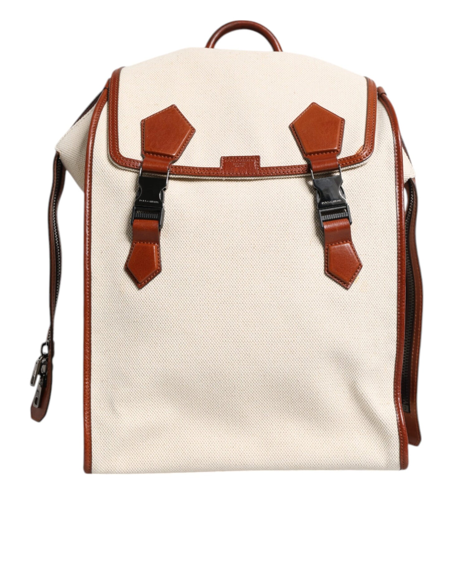 Beige Brown Canvas Leather EDGE Travel Men Back Pack Bag