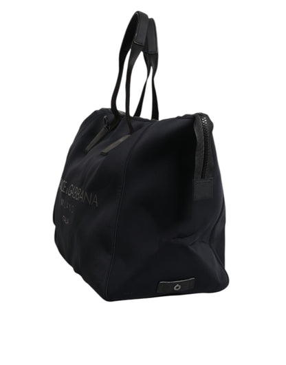 Black Canvas DG Logo Print Shopping Hand Tote Bag