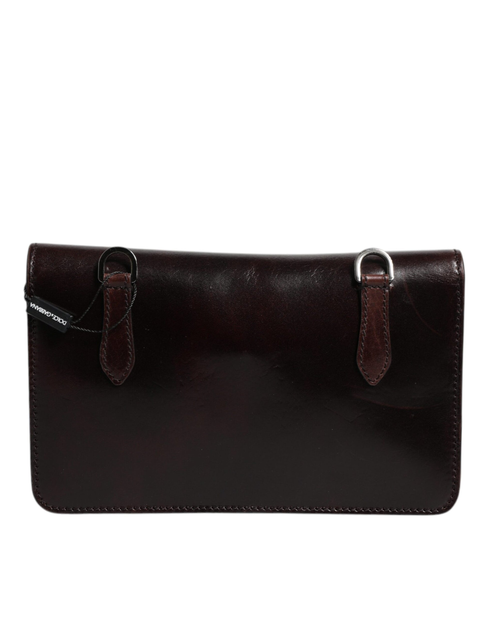 Maroon Horse Leather Logo Plaque Mini Crossbody Bag