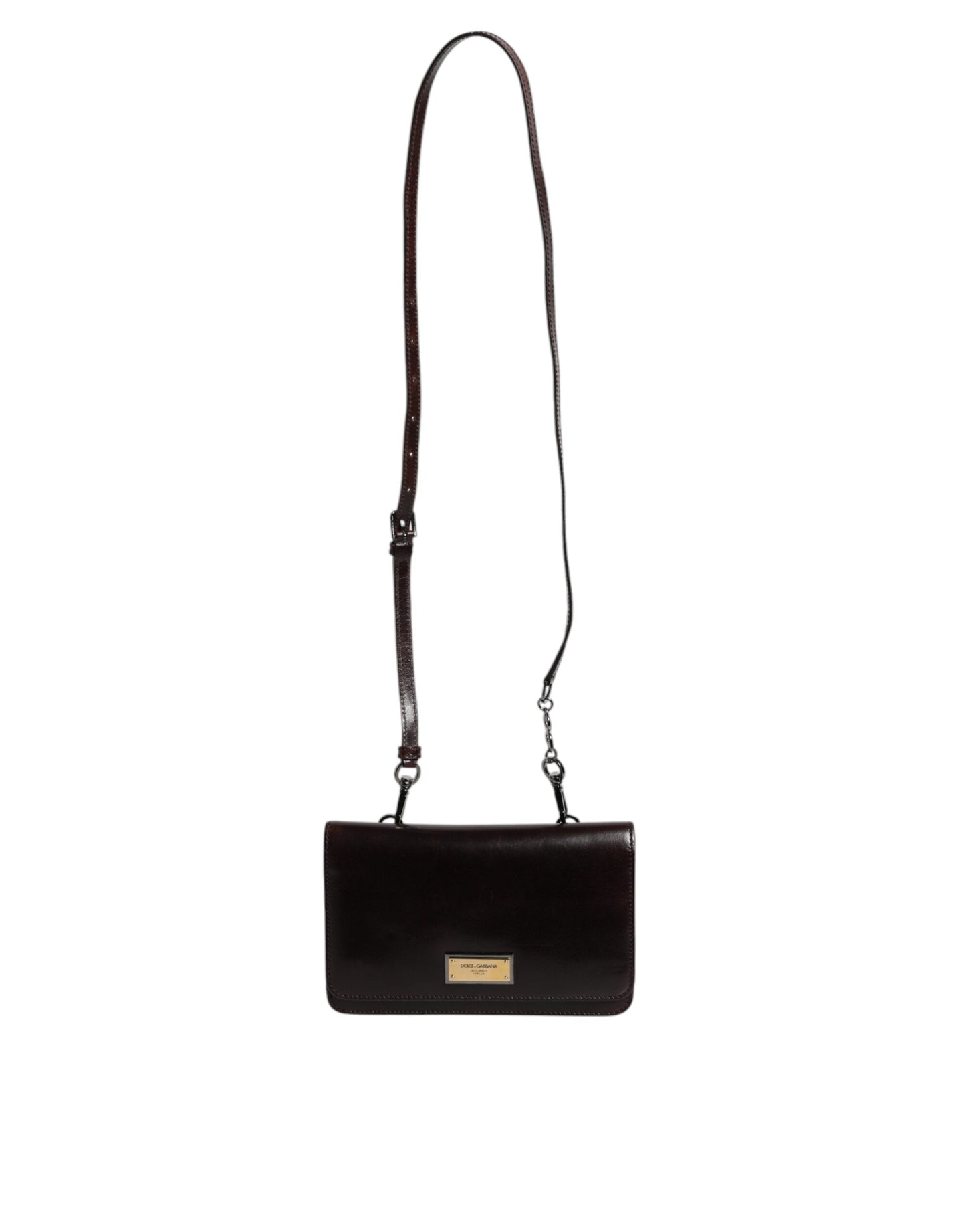 Maroon Horse Leather Logo Plaque Mini Crossbody Bag