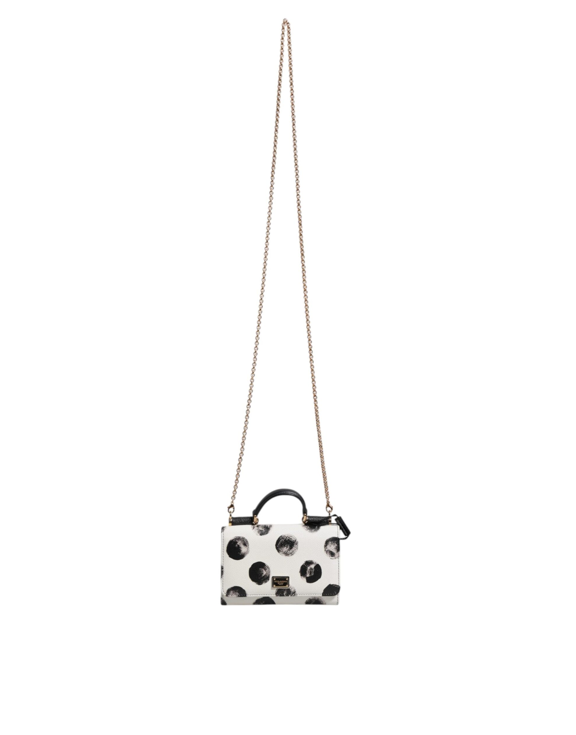 White Black Polkadot Leather Miss Sicily Von Purse Bag