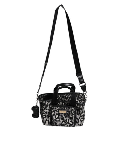 Multicolor Leopard Print Pet Carry Logo Plaque Bag