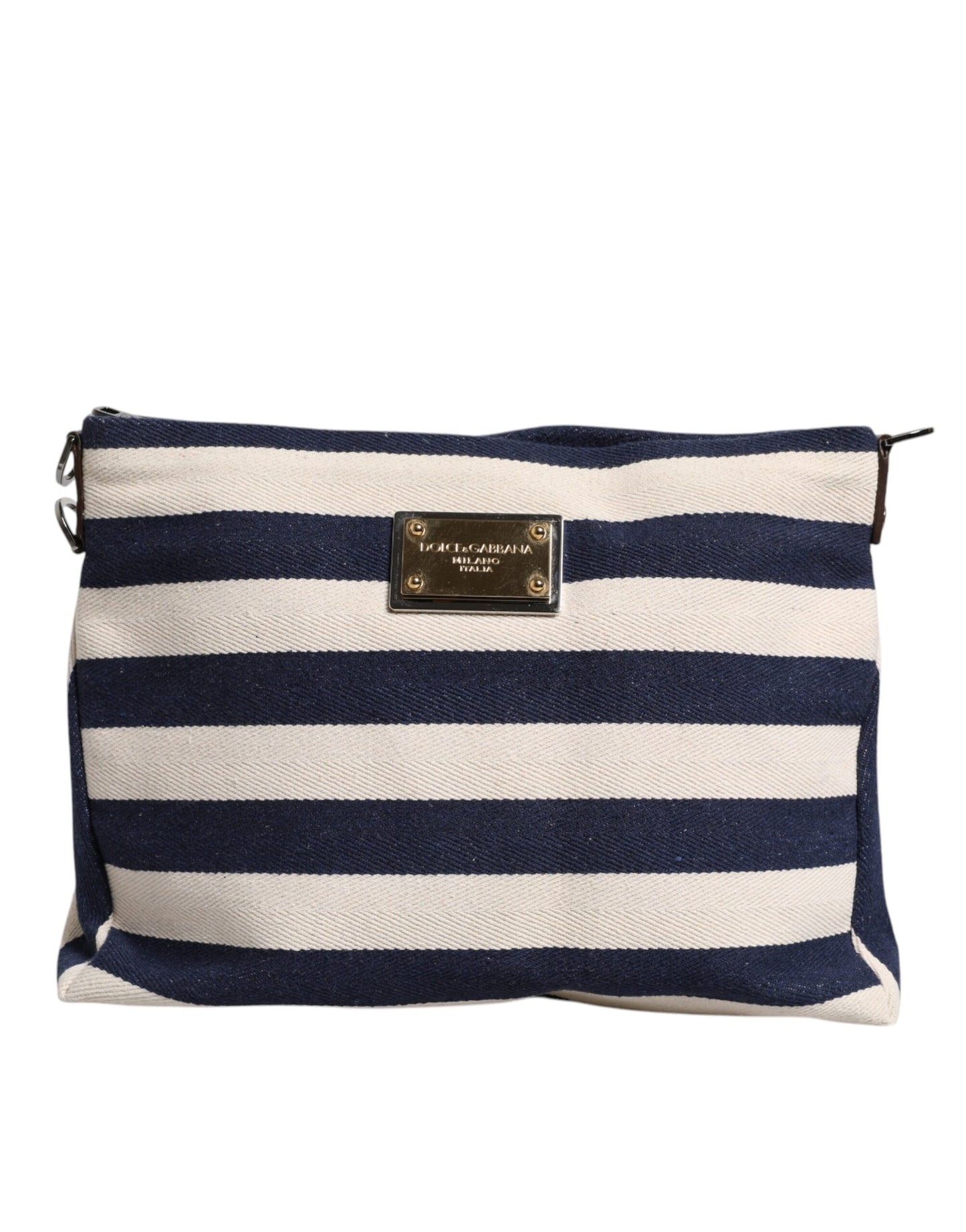 Blue White Stripes Logo Plaque Tote Bag