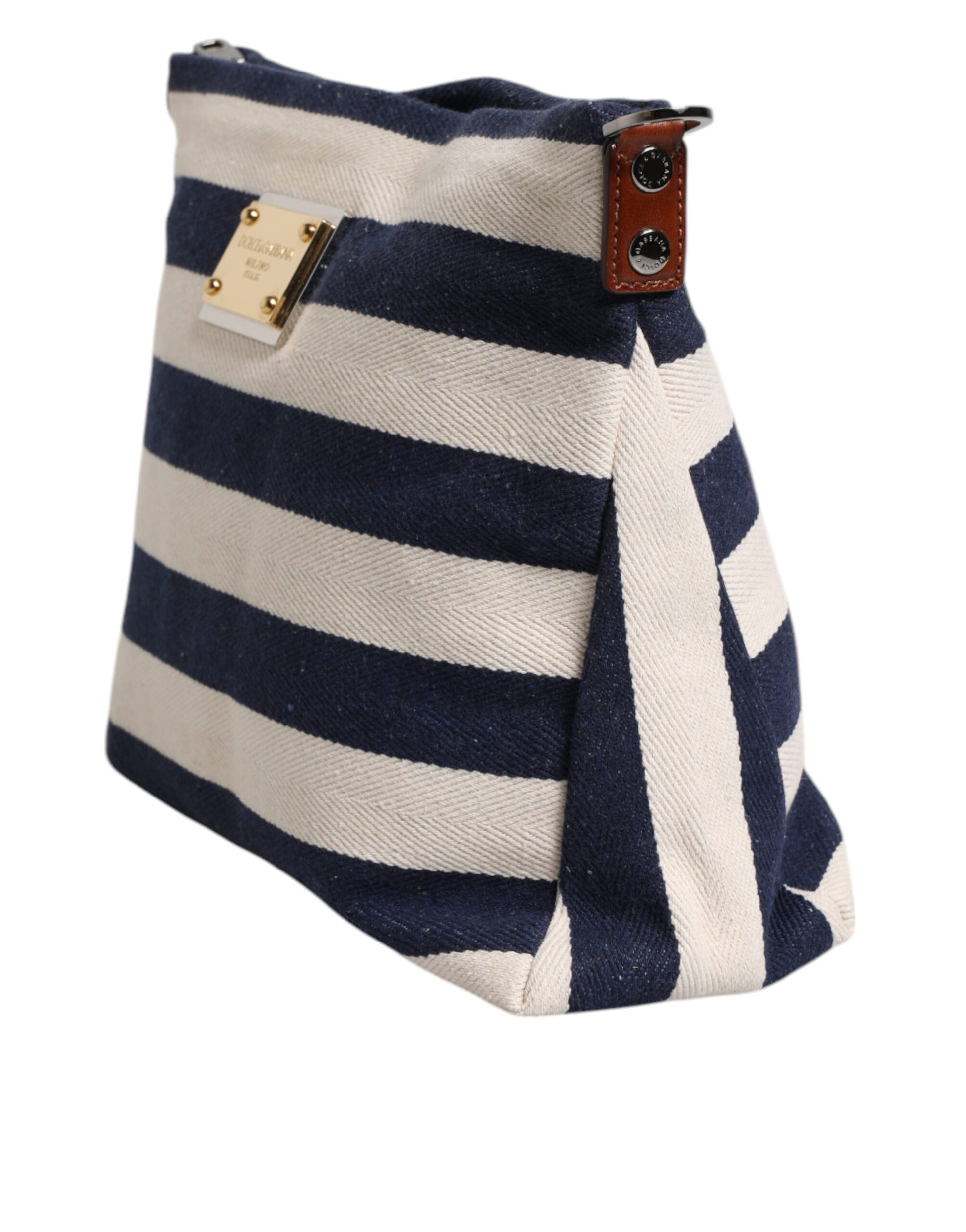 Blue White Stripes Logo Plaque Tote Bag