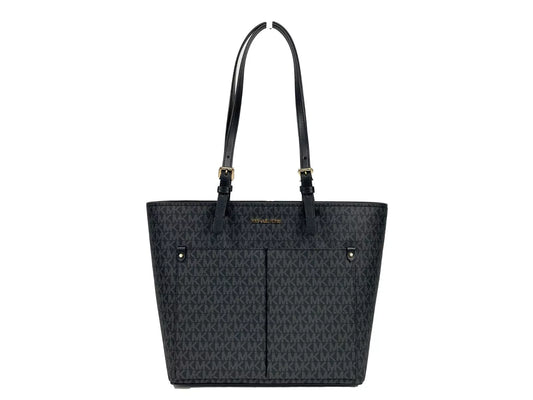 Jet Set Medium Black Double Pocket Tote Bag