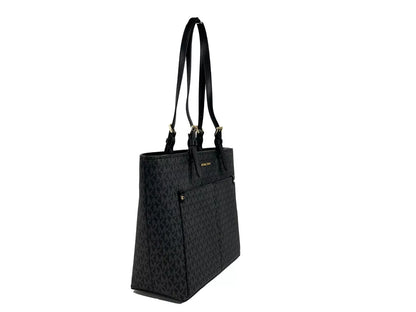 Jet Set Medium Black Double Pocket Tote Bag