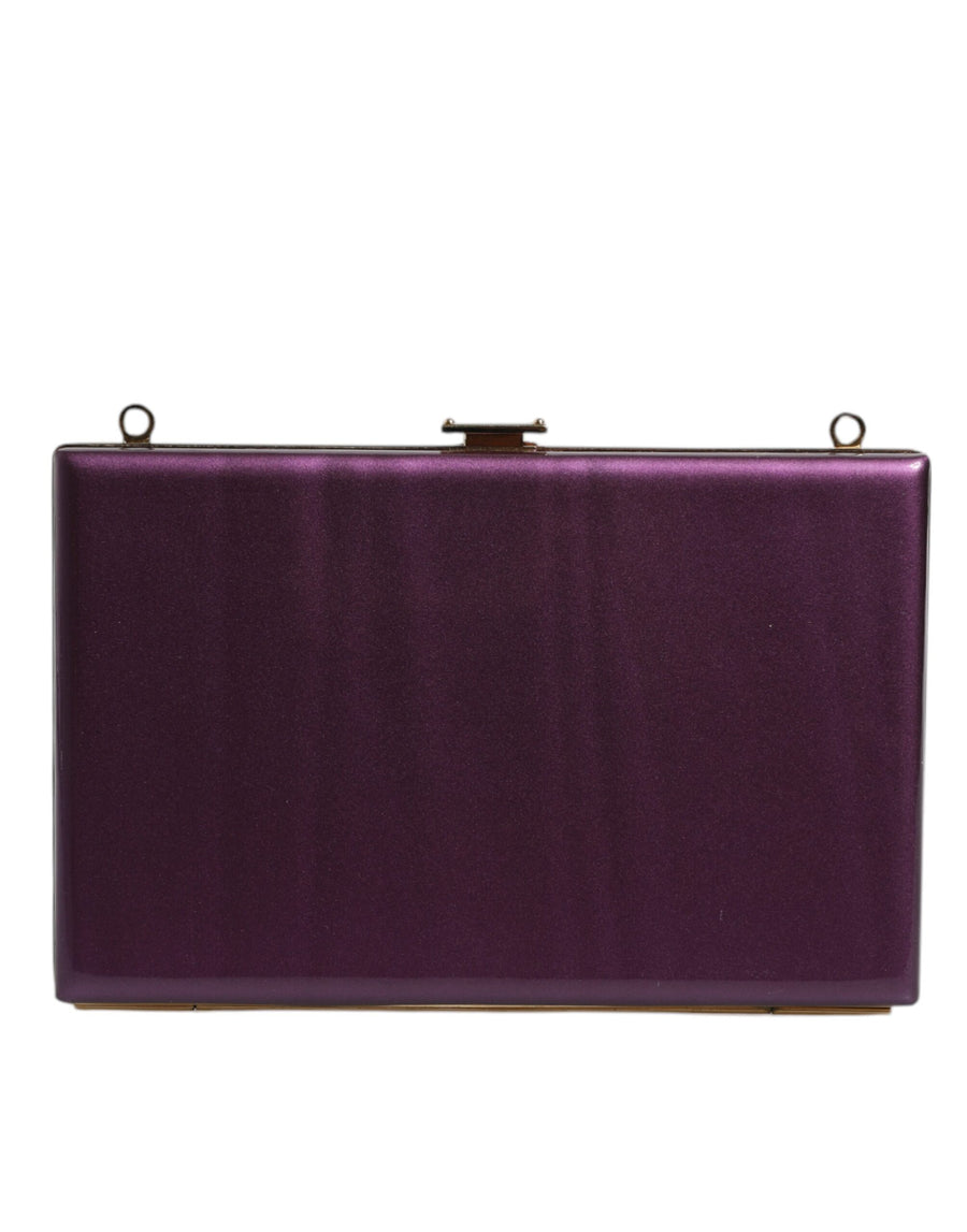 Purple Leather Clutch Evening Crossbody Bag