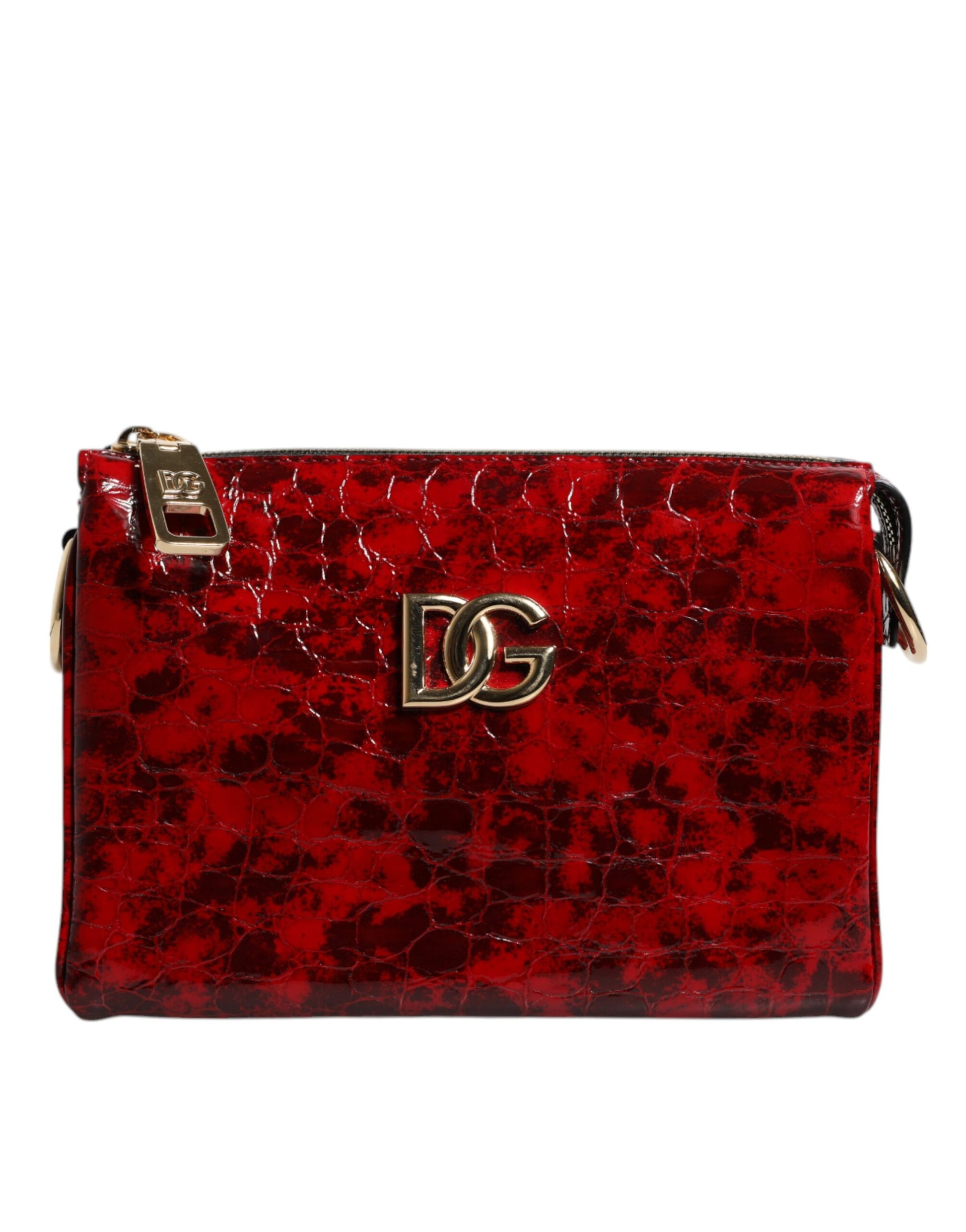 Red Exotic Leather DG Logo Women Crossbody Bag