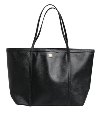 Black Leather Miss Escape Shopping Tote Bag