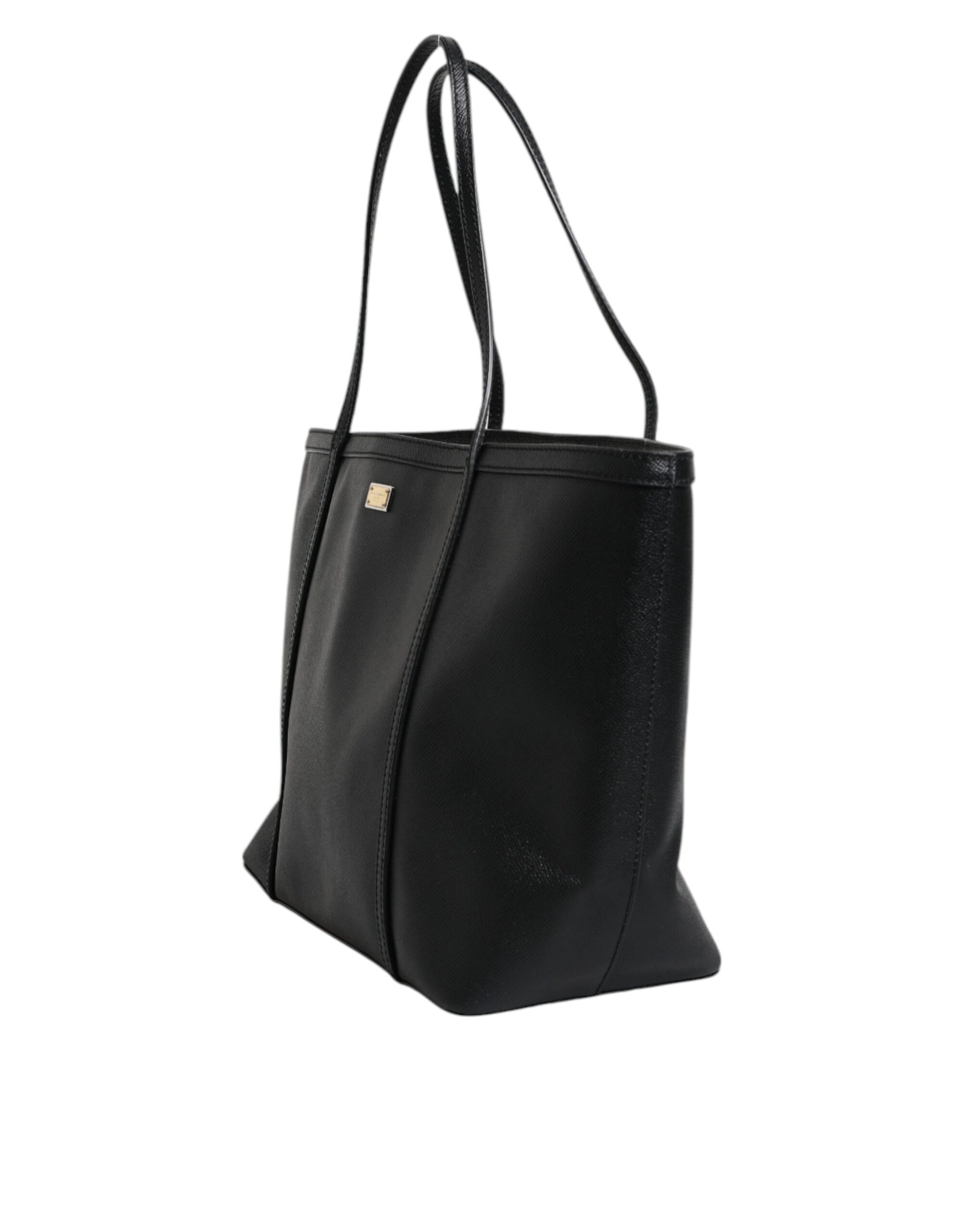 Black Leather Miss Escape Shopping Tote Bag