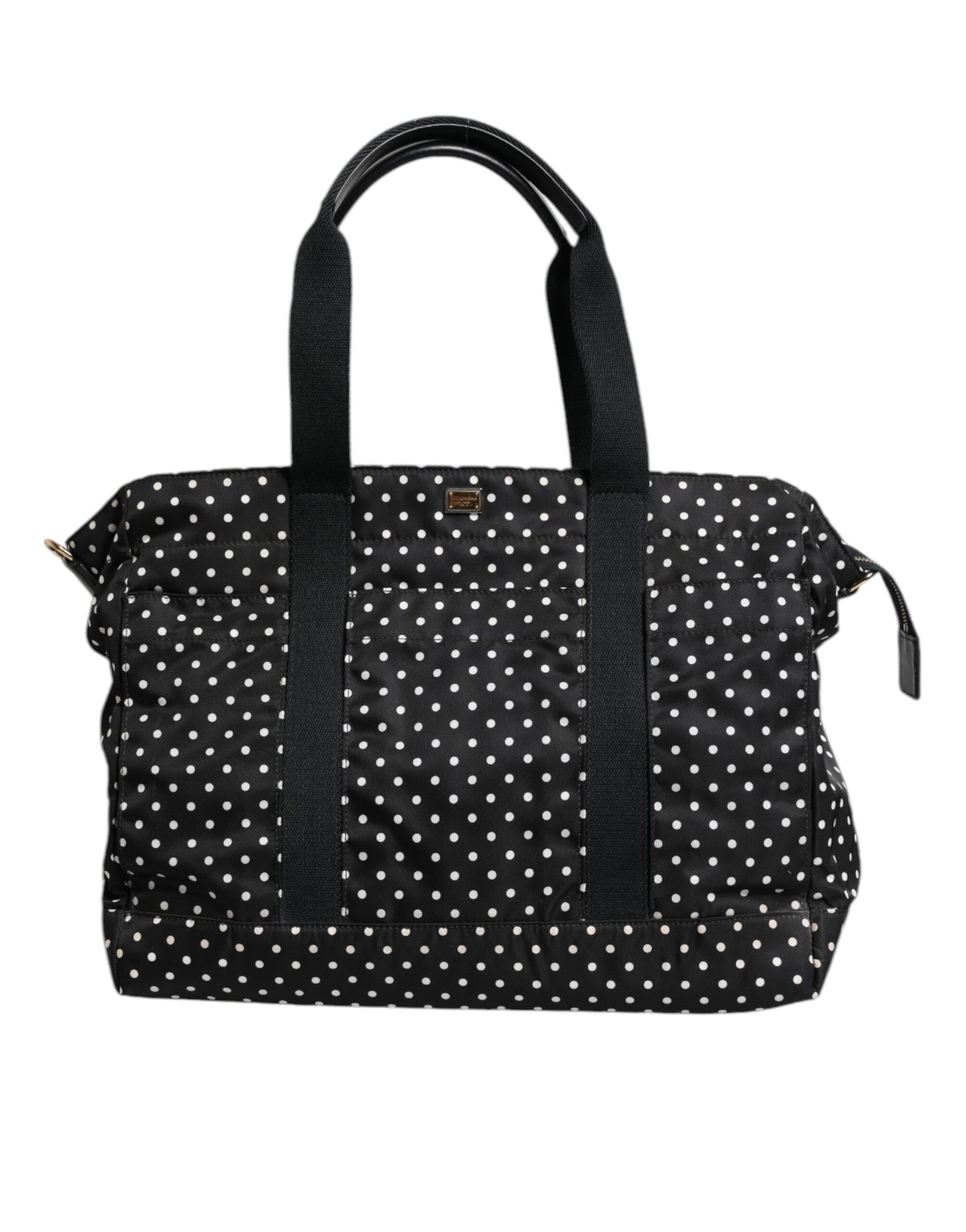 Black PolkaDot Nylon Shoulder Baby Tote Diaper Bag