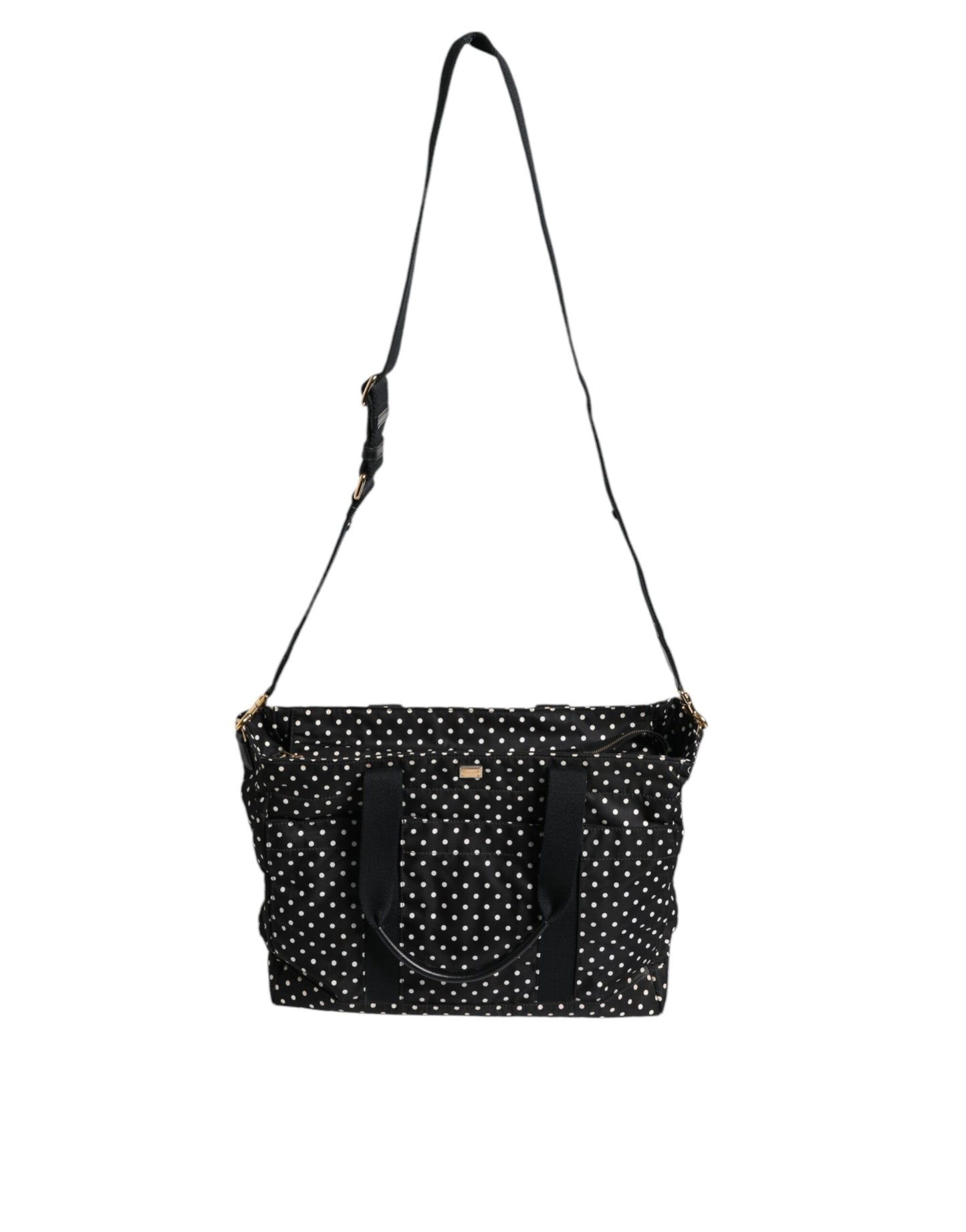 Black PolkaDot Nylon Shoulder Baby Tote Diaper Bag