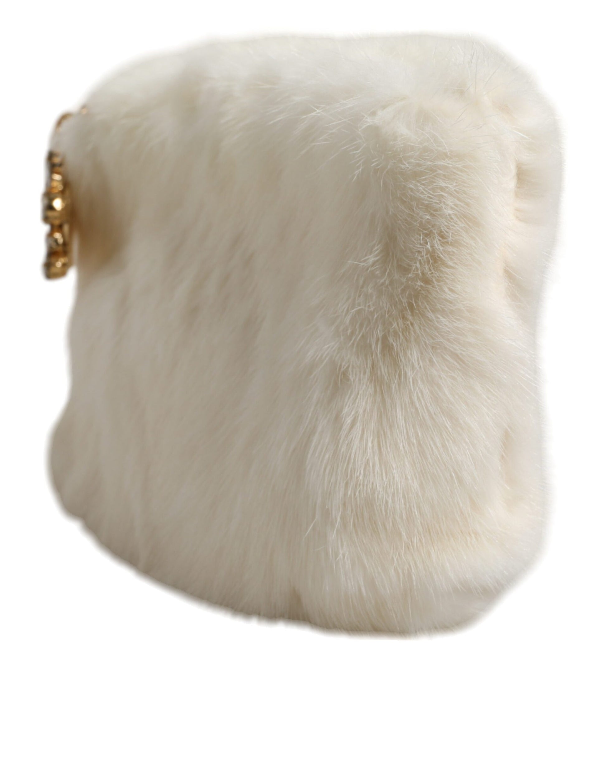 White Fur Handbag Clutch Purse Pouch Bag