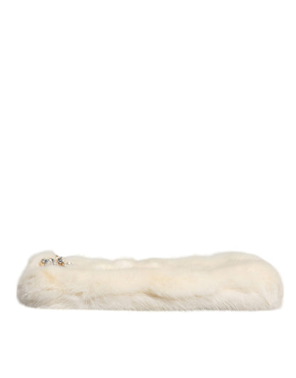 White Fur Handbag Clutch Purse Pouch Bag