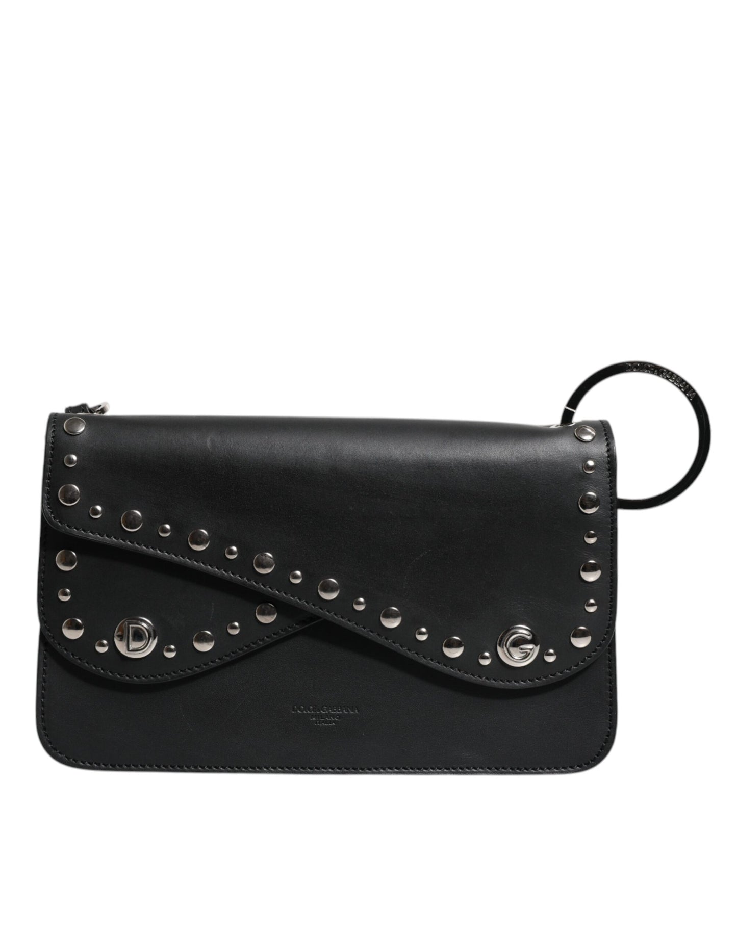 Black Small Leather Studded Shoulder Crossbody Bag