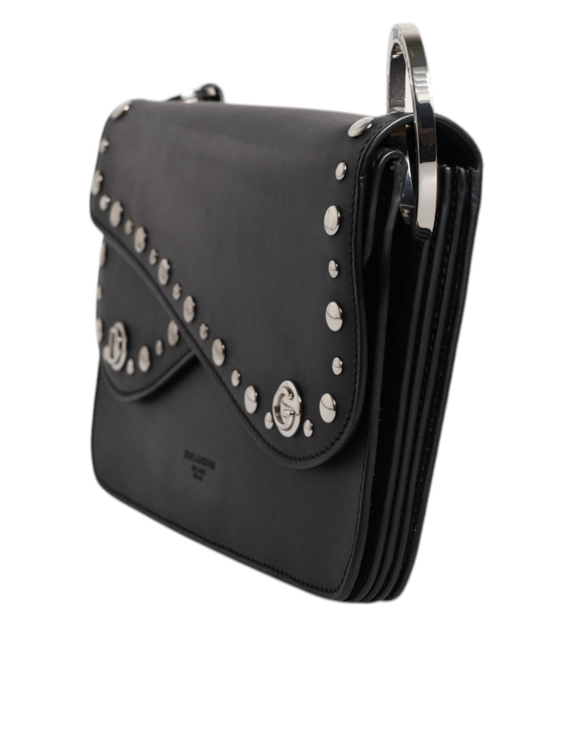 Black Small Leather Studded Shoulder Crossbody Bag