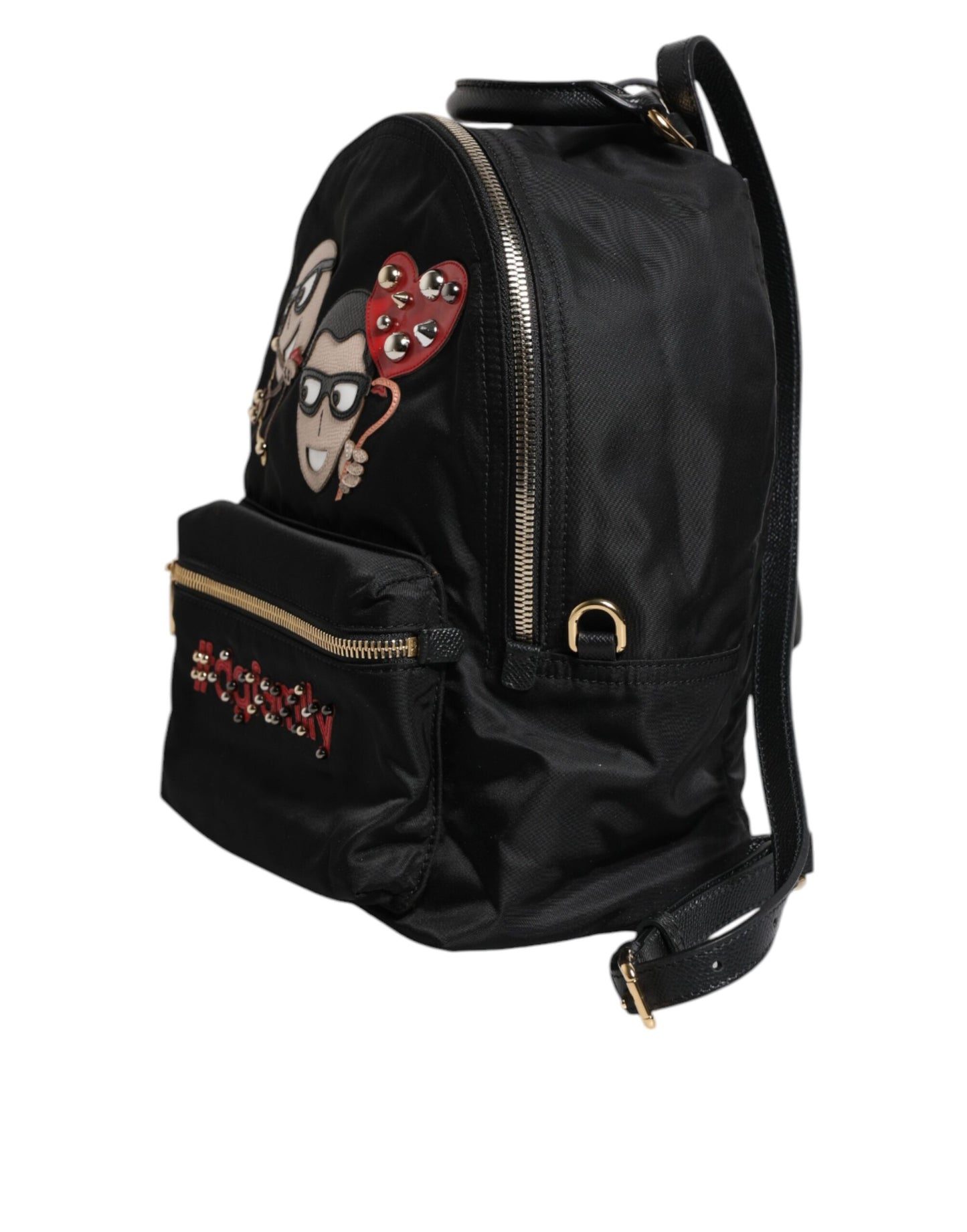 Black Nylon #DGFAMILY VULCANO Embellished Backpack Bag