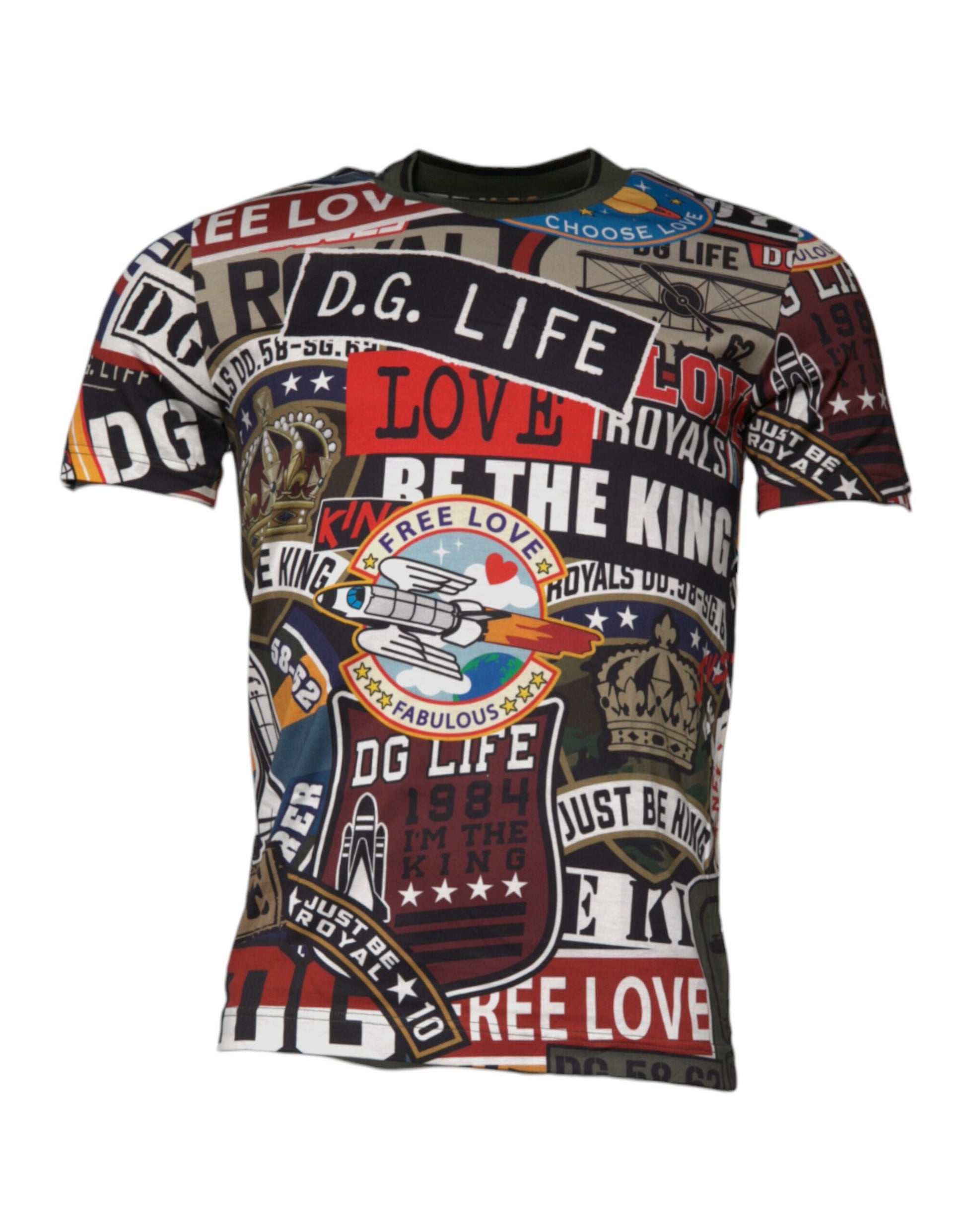 Multicolor Graphic Print Cotton Crew Neck T-shirt