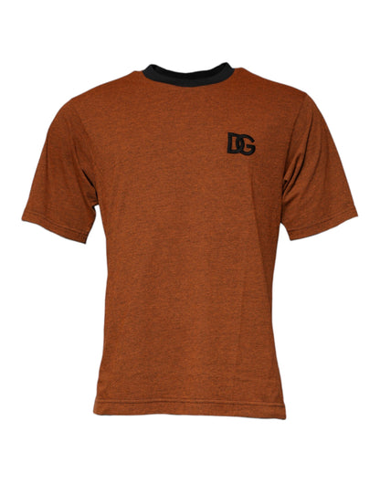 Brown DG Logo Polyester Crew Neck T-shirt