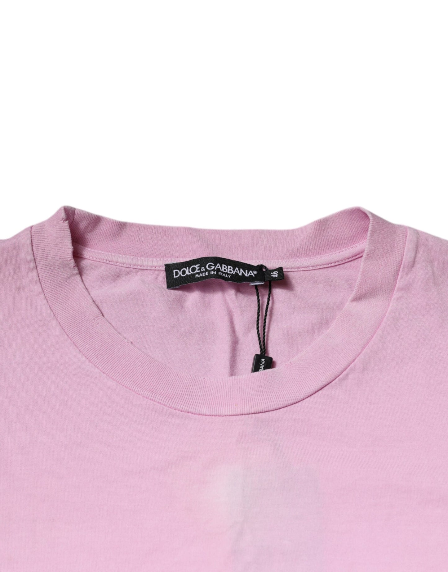 Pink Logo Print Cotton Crew Neck T-shirt