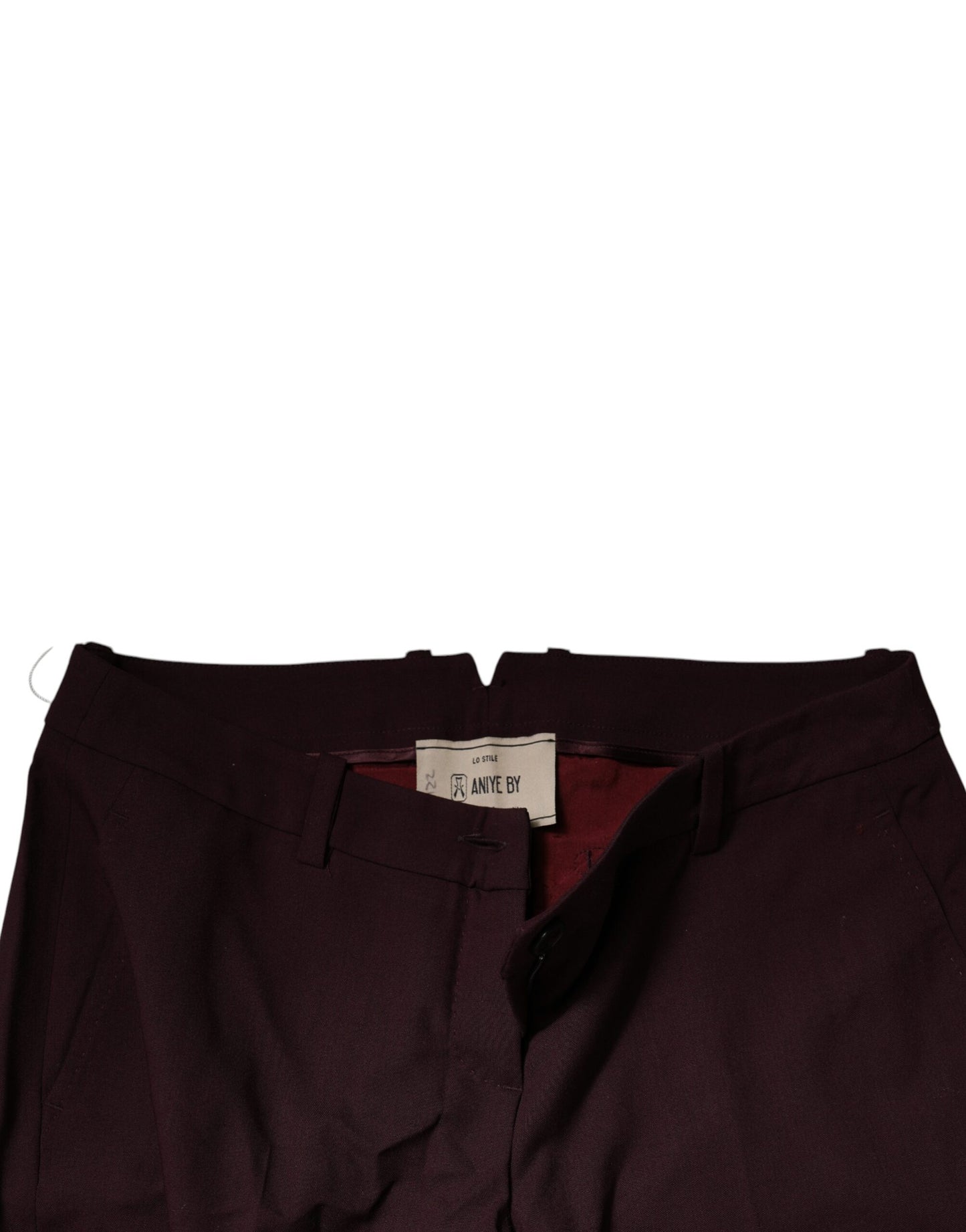 Maroon Mid Waist Tapered Skinny Dress Pants