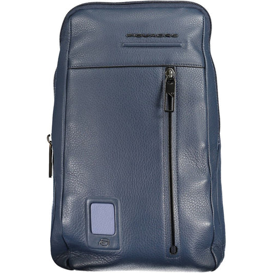 Blue Leather Men Shoulder Bag