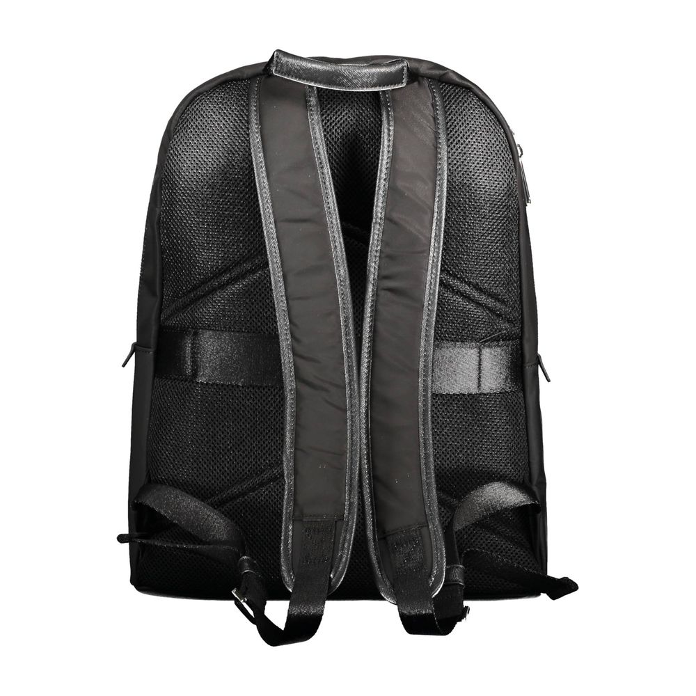 Black Polyester Men Backpack